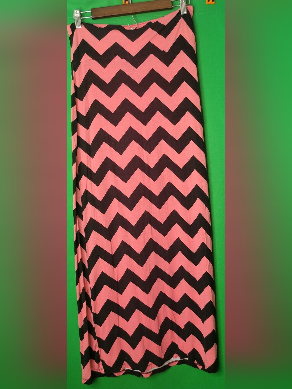 Justify Pink Black Chevron Maxi Skirt Y2k Stretchy Sz Medium Women